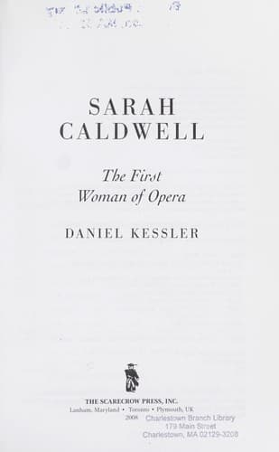 Cover of Sarah Caldwell by Daniel Kessler