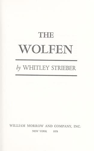 Cover of The Wolfen by Whitley Strieber