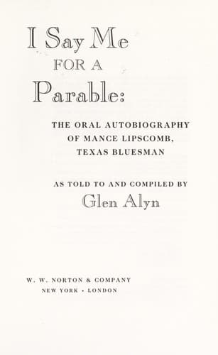 Cover of I say me for a parable by Mance Lipscomb