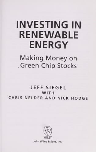 Cover of Investing in renewable energy by Jeffrey Siegel