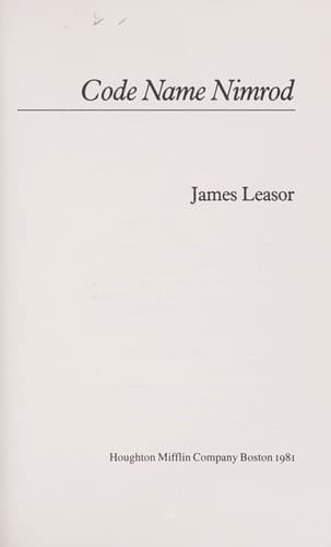 Cover of Code name Nimrod by James Leasor