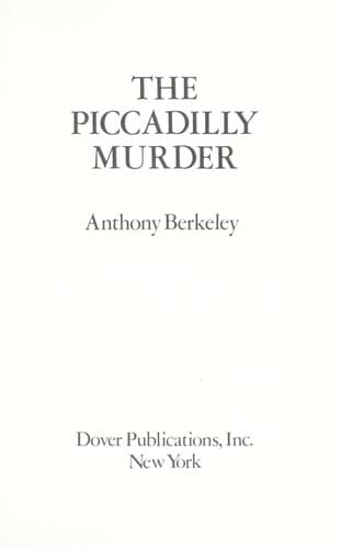 Cover of The Piccadilly Murder by Anthony Berkeley