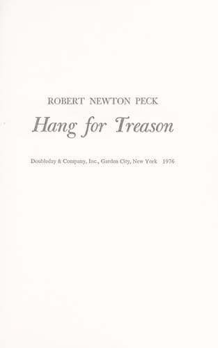 Cover of Hang for treason by Robert Newton Peck