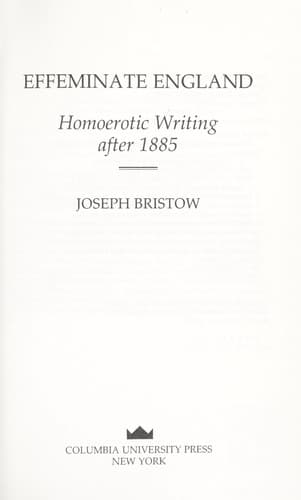 Cover of Effeminate England by Joseph Bristow