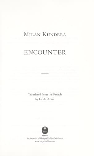 Cover of Une rencontre by Milan Kundera
