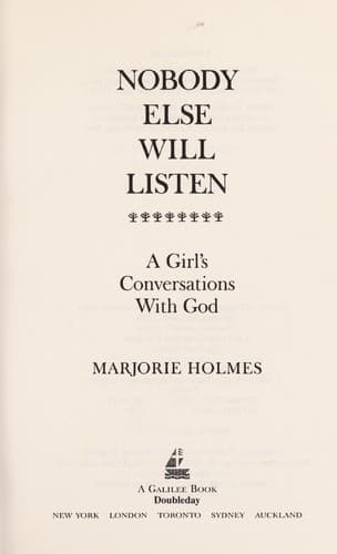 Cover of Nobody Else Will Listen by Marjorie Holmes