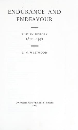 Cover of Endurance and Endeavour 1812-1980 2/E (Short Oxford History of the Modern World) by John N. Westwood