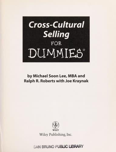 Cover of Cross-cultural selling for dummies by Michael Soon Lee