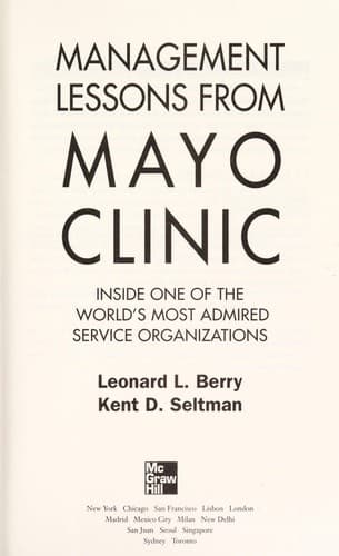 Cover of Management lessons from Mayo Clinic by Leonard L. Berry