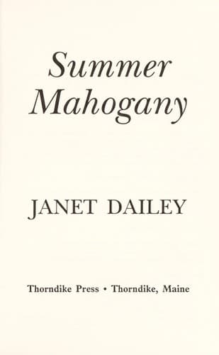 Cover of Summer mahogany by Janet Dailey