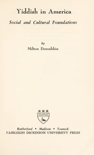 Cover of Yiddish in America by Milton Doroshkin