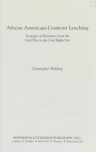 Cover of African Americans confront lynching by Christopher Waldrep
