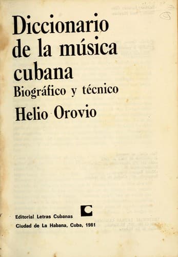 Cover of Diccionario de la música cubana by Helio Orovio