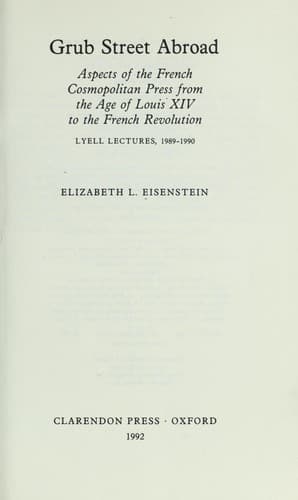Cover of Grub Street abroad by Elizabeth L. Eisenstein