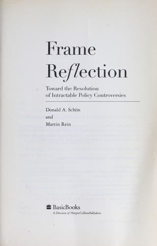 Cover of Frame reflection by Donald A. Schön