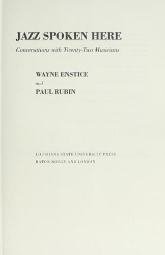 Cover of Jazz spoken here by Wayne Enstice