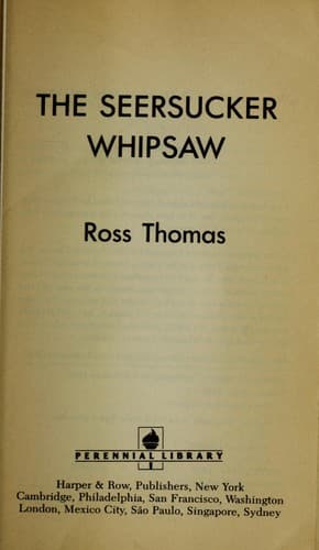 Cover of The seersucker whipsaw by Ross Thomas