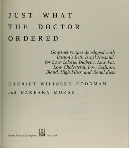 Cover of Just what the doctor ordered by Harriet Wilinsky Goodman