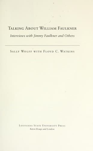 Cover of Talking about William Faulkner by Jim Faulkner