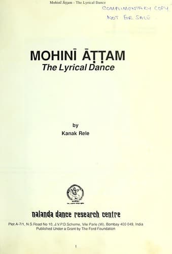 Cover of Mohinī āṭṭam, the lyrical dance by Kanak Rele