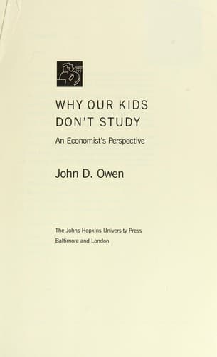 Cover of Why our kids don't study by Owen, John D