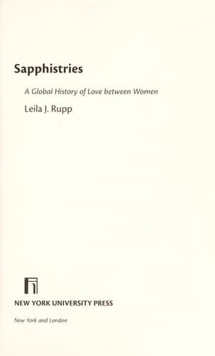 Cover of Sapphistries by Leila J. Rupp