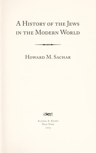 Cover of A history of the Jews in the modern world by Howard Morley Sachar