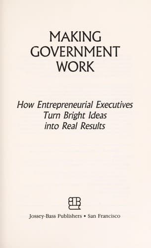 Cover of Making government work by Martin A. Levin