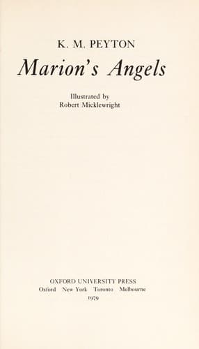 Cover of Marion's angels by K. M. Peyton