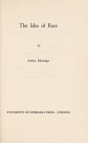 Cover of The idea of race by Ashley Montagu
