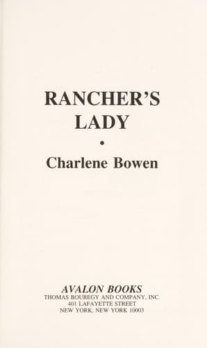 Cover of Rancher's Lady by Charlene Bowen