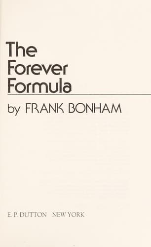 Cover of The Forever Formula by Frank Bonham