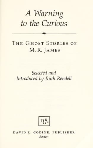 Cover of A warning to the curious and other stories by Montague Rhodes James