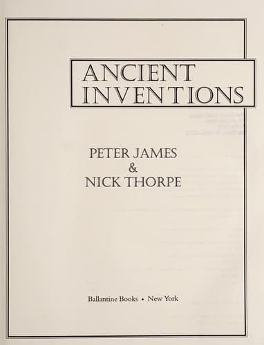 Cover of Ancient inventions by James, Peter