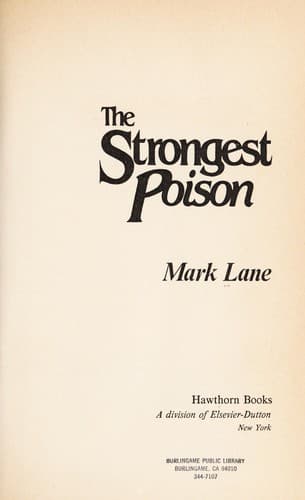 Cover of The strongest poison by Mark Lane