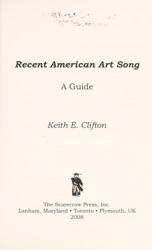 Cover of Recent American art song by Keith E. Clifton