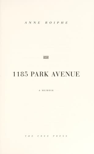 Cover of 1185 Park Avenue by Anne Richardson Roiphe