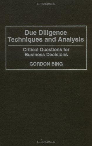 Cover of Due diligence techniques and analysis by Gordon Bing