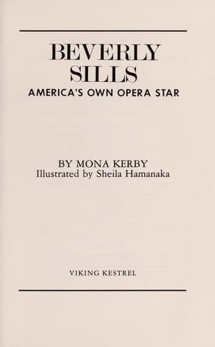 Cover of Beverly Sills by Mona Kerby