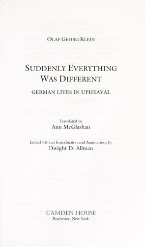 Cover of Suddenly everything was different by Olaf G. Klein