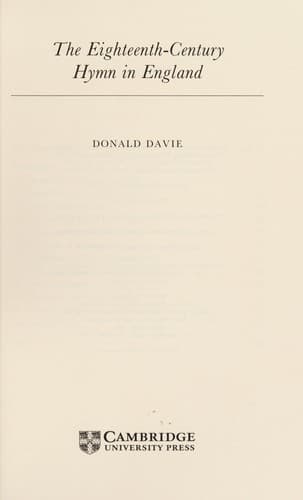 Cover of The eighteenth-century hymn in England by Davie, Donald