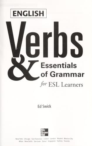 Cover of English verbs & essentials of grammar for ESL learners by Edward Swick