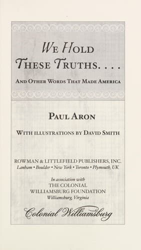 Cover of We hold these truths-- by Aron, Paul