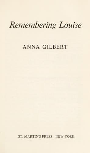 Cover of Remembering Louise by Anna Gilbert