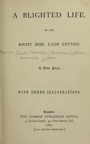 Cover of A blighted life by Rosina Bulwer Lytton Baroness Lytton