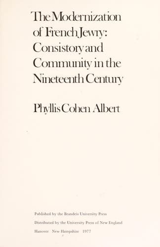 Cover of The modernization of French Jewry by Phyllis Cohen Albert