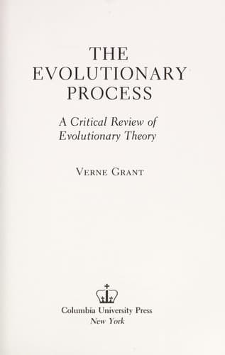 Cover of The evolutionary process by Verne Grant