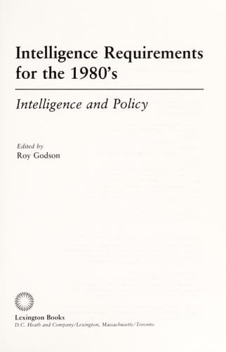 Cover of Intelligence Requirements for the 1980's by Roy Godson