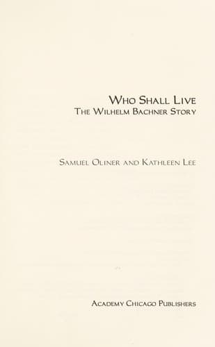 Cover of Who shall live by Samuel P. Oliner