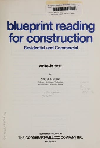 Cover of Blueprint reading for construction by Brown, Walter Charles
